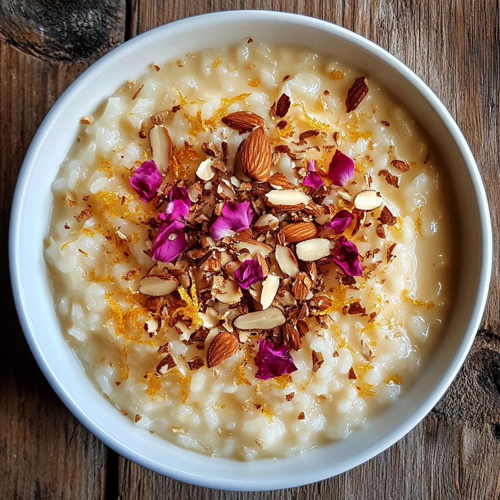 Rose & Orange Blossom Rice Pudding with Toasted Almonds